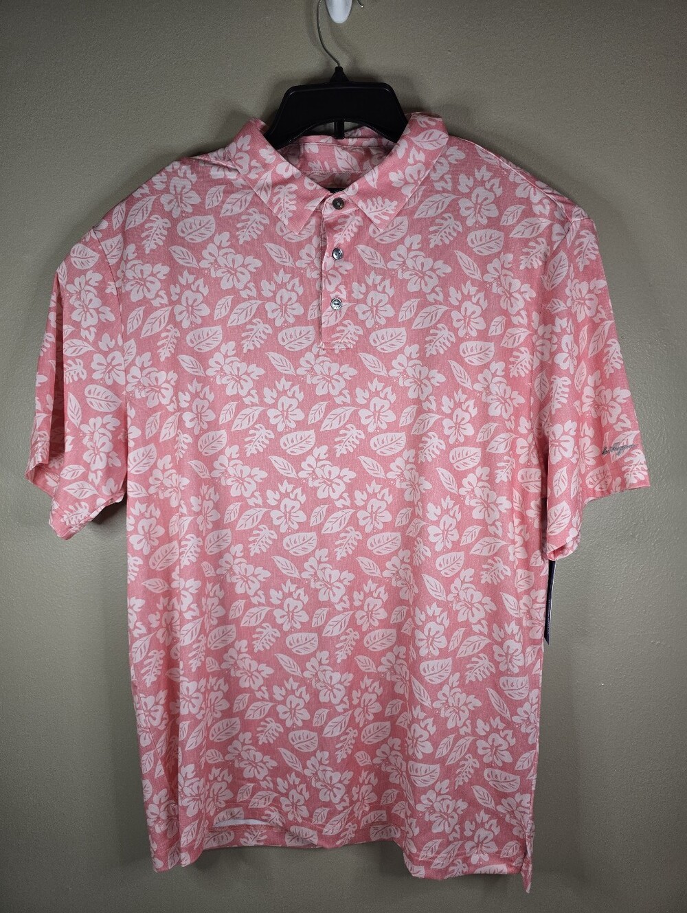 Ben Hogan Men’s Performance Golf Polo Shirt Flamingo Plume Print XL Or 3XL